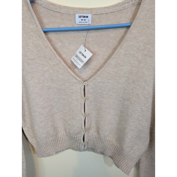 COTTON ON Women's Everfine Crop V-neck Button Front Cardigan Top Stretch Medium - Picture 7 of 9